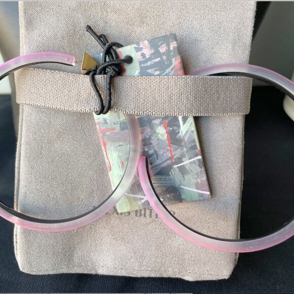 Alexis Bittar | Large Skinny Lucite Hoop Earring (Peony) - Picture 7 of 8